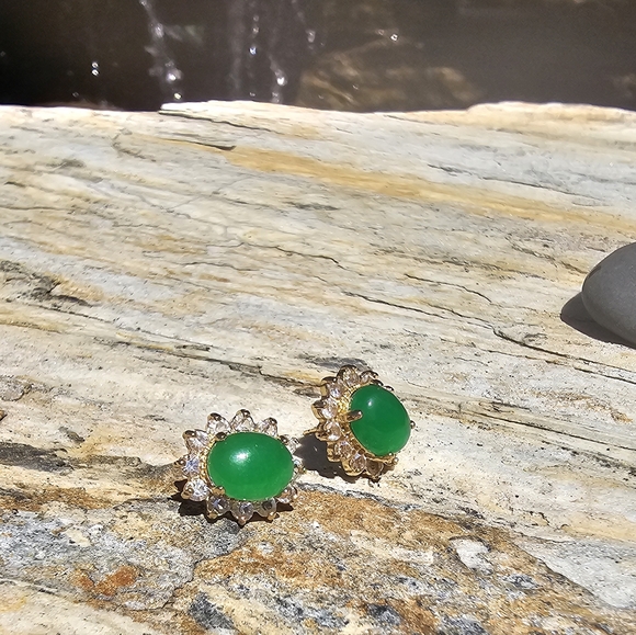 Green & Gold Post Earrings - Picture 4 of 4